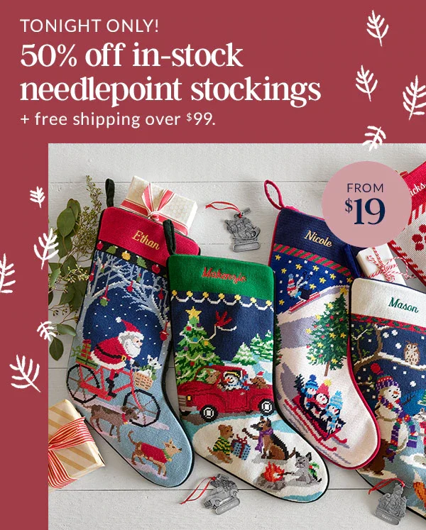 Land's End: Needlepoint stockings from $19? A Christmas miracle!