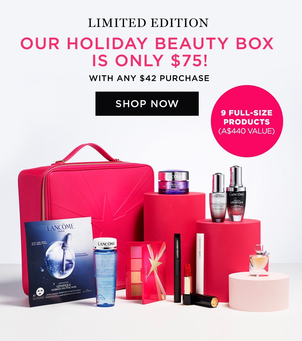 Lancome Holiday Beauty Box $75 with any $42 Lancome Purchase!*