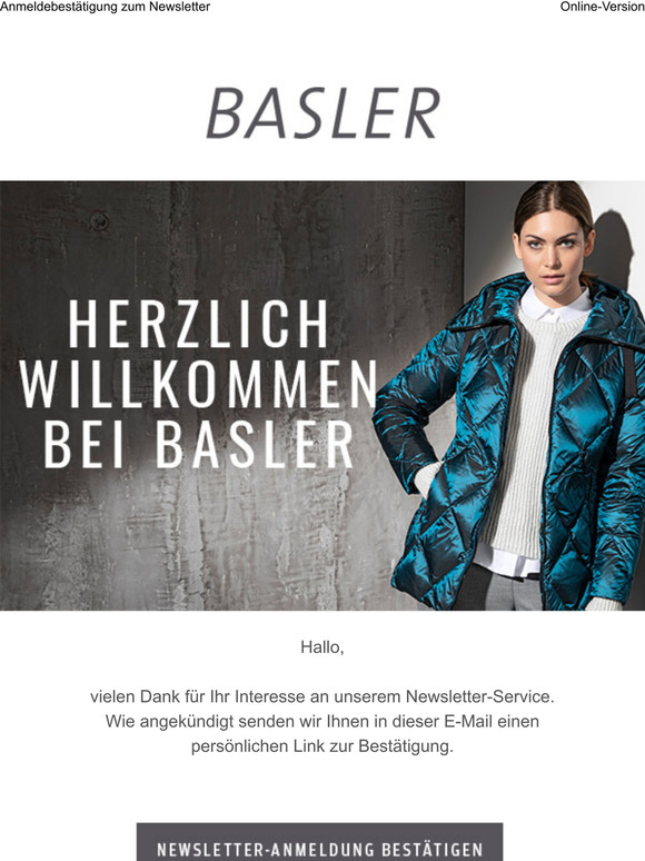Bitte besttigen Sie Ihre Anmeldung zum BASLER Newsletter