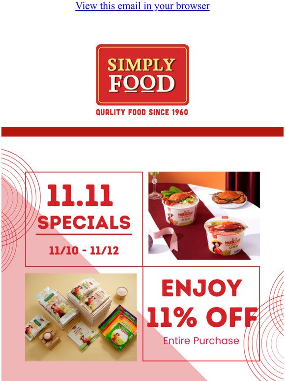 11 - 11  Singles Day! 11% OFF ENTIRE ORDER