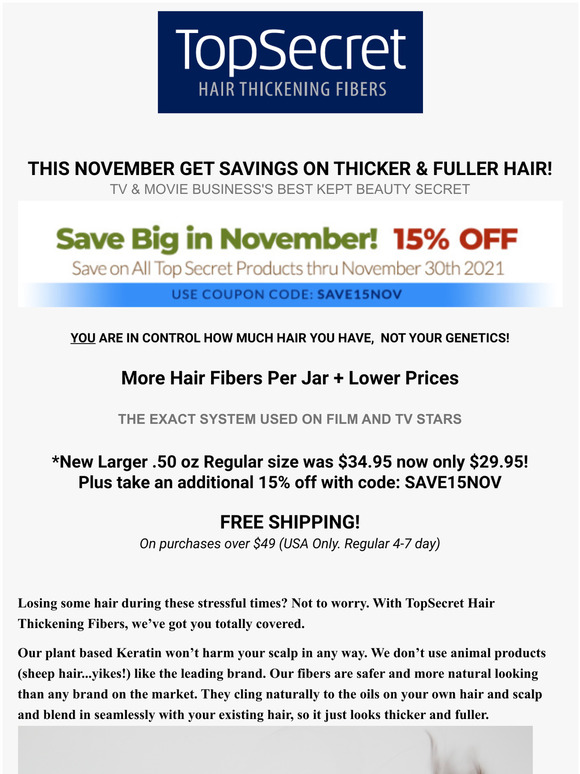 NOVEMBER SPECIAL ON THE SECRET TO INSTANT THICKER, FULLER HAIR