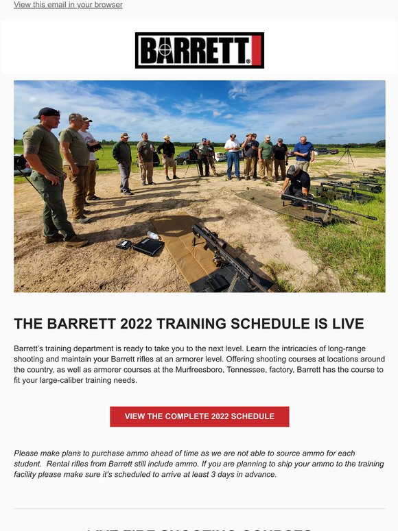 Barrett 2022 Training Courses