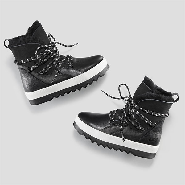 V-Five Leather Shearling Boot - Black