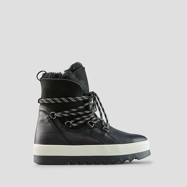 V-Five Leather Shearling Boot - Black