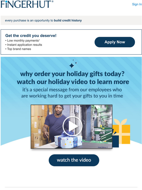 Fingerhut:  Biggest benefit of shopping early? Getting gifts in time
