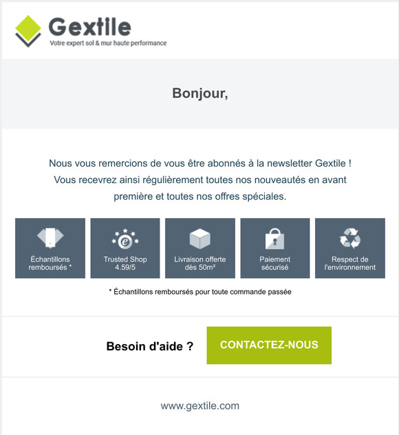 Succs de confirmation de votre abonnement  la newsletter
