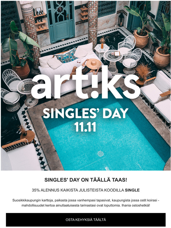 SINGLES' DAY 35% alennus julisteista koodilla SINGLE
