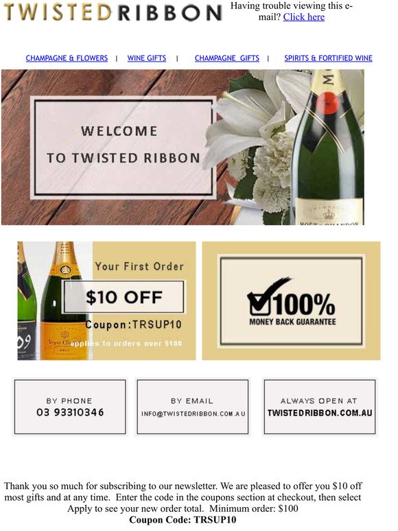 Thank you and welcome to Twisted Ribbon. You're all set!