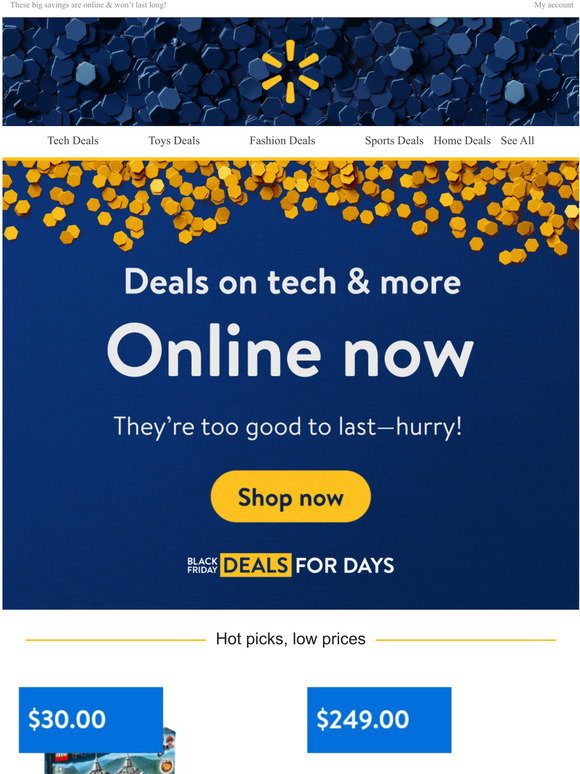 Walmart: Going fast: DEALS on tech & more | Milled