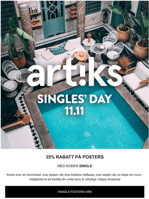 Singles' Day! 35% rabatt p posters med koden SINGLE