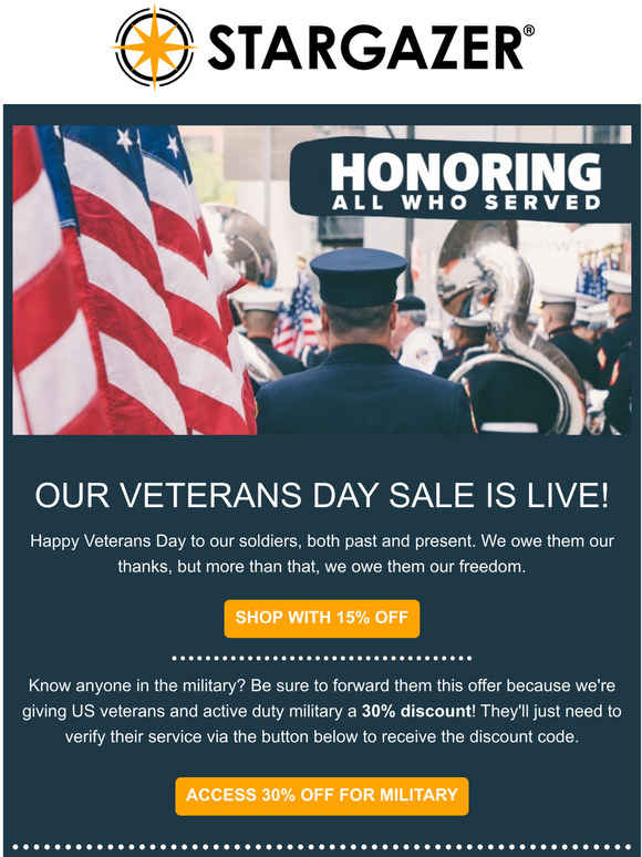 Our Veterans Day Sale Starts NOW 