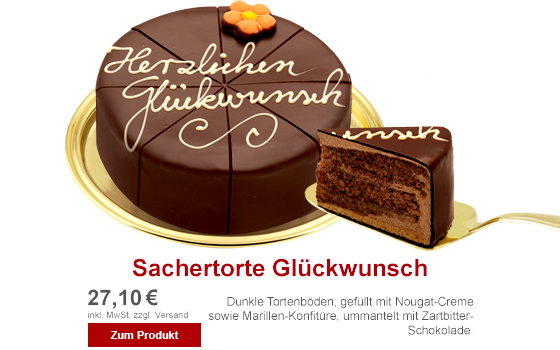 Sachertorte mit Aufschrift Herzlichen Glückwunsch für 27,10 €