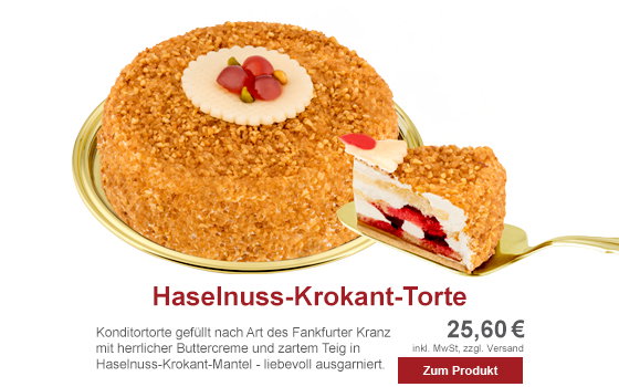 Buttercreme und zarter Teig in einem Mantel aus Haselnuss-Krokant für 25,60 €