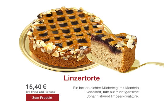 Linzertorte aus Mürbeteig mit Johannisbeer-Himbeer-Konfitüre für 15,40 €