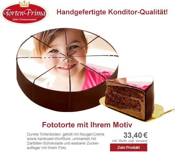 Herrliche Sachertorte mit Ihrem eigenen Foto für 33,40 €