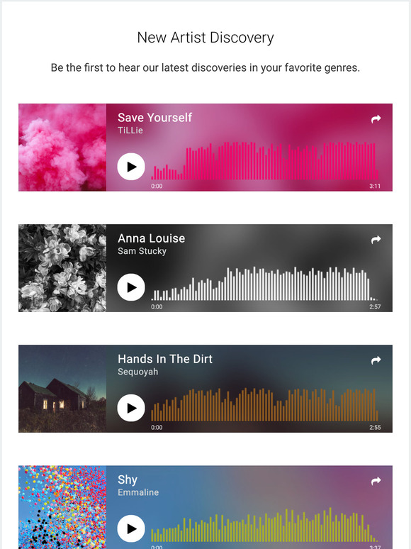   Fresh new songs, just for you