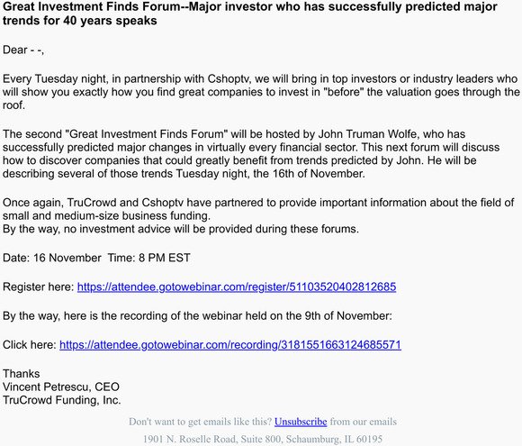 Great Investment Finds Forum--Major investor who has successfully predicted major trends for 40 years speaks.