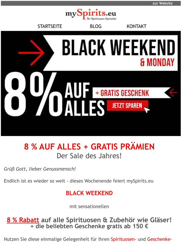 Black Weekend: 8 % auf Spirituosen