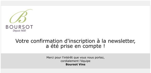 Confirmation d'inscription  la newsletter