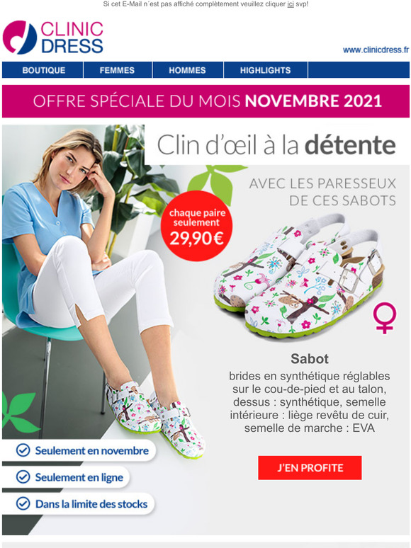  Sabots Paresseux : seulement en Novembre