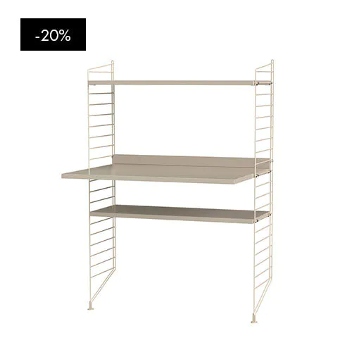 String Hylla Kombination H Arbetsplats, Beige