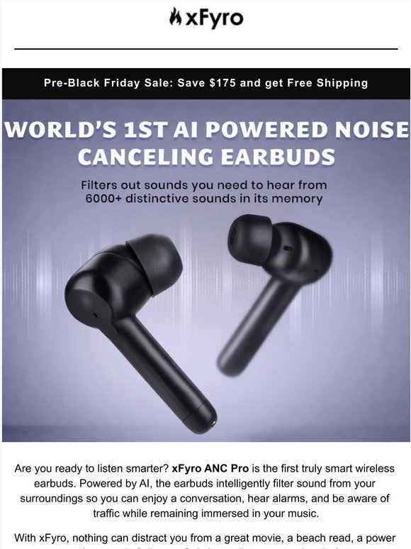 The 1st AI Powered Noise Canceling Earbuds