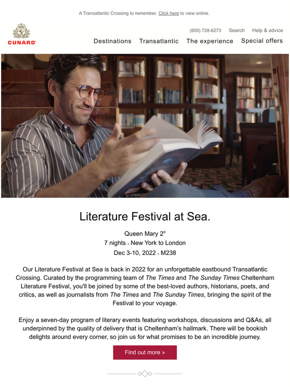 Cunard Cruises Our 2022 Literature Festival at Sea lineup. Milled