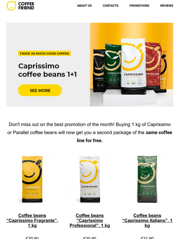 2 coffee packages for a price of 1!