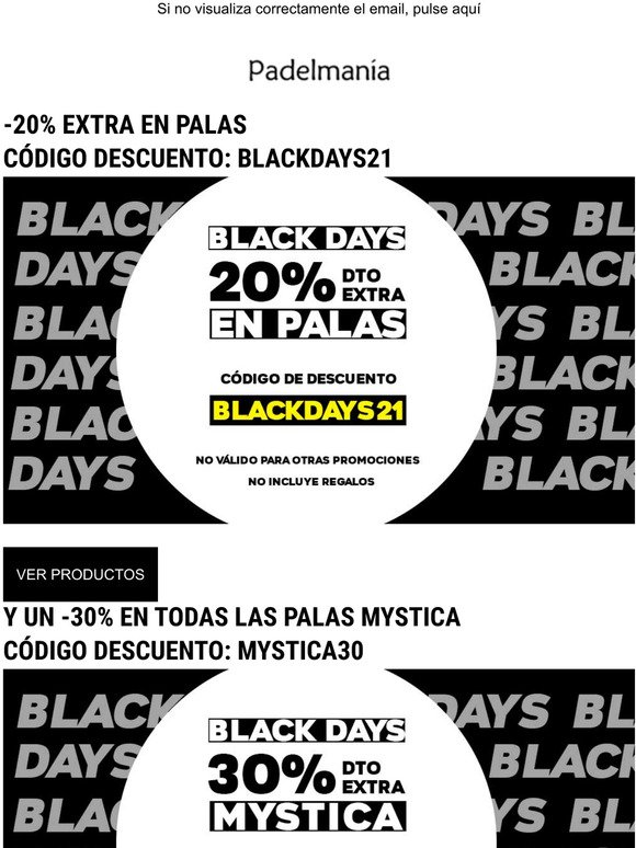 Llegan los BLACK DAYS -20% - 30% - 40%... y mucho ms!