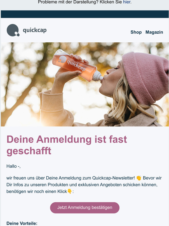 Wichtig: Bitte besttige Deine Anmeldung