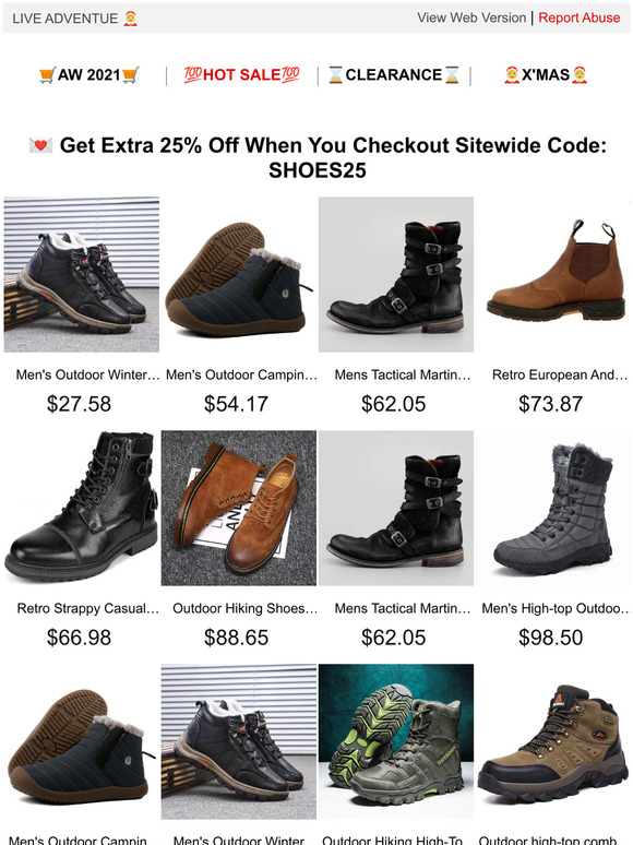 Stylish Shoes through Winter  Extra 25% Off