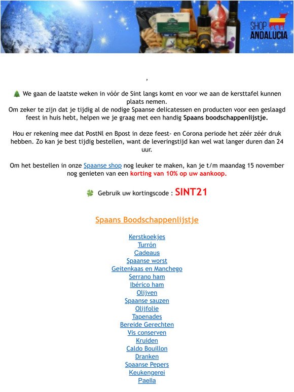 Zoeken overhead Gewond raken Shopandalucia.nl: Spaans Boodschappenlijstje voor de feestdagen | Milled