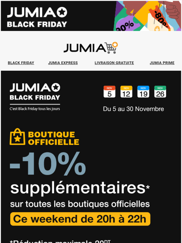 Jumia Tunisia  C'est un nouveau jour pour profiter du BLACKFRIDAY