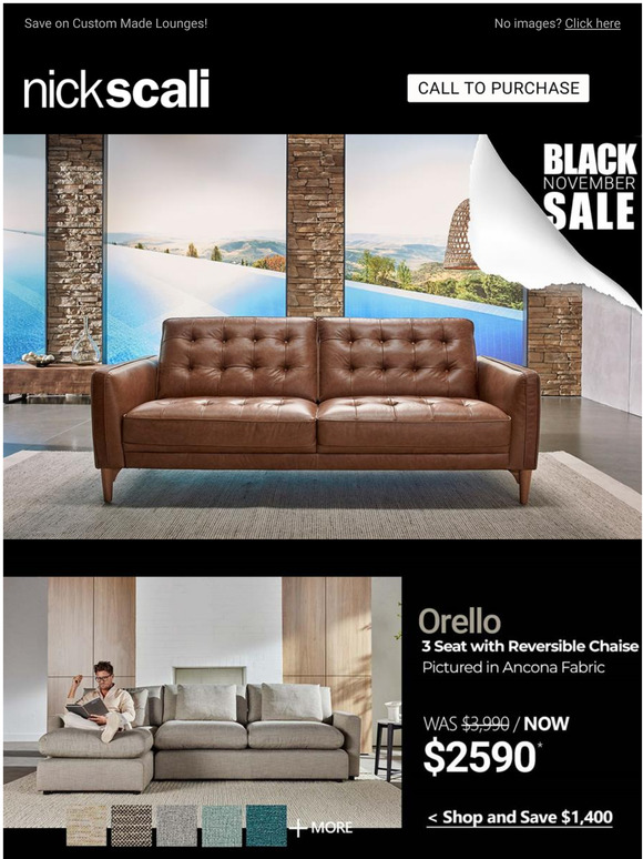 Nick Scali Online Lounges Reduced Black November Sale Milled