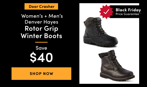 Black Friday Price Guarantee DOOR CRASHER Women's & Men's Denver Hayes Rotor Grip Winter Boots Save $40