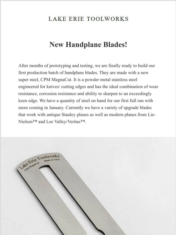 New Handplane Blades! - CPM MagnaCut steel and Workbench Ideas