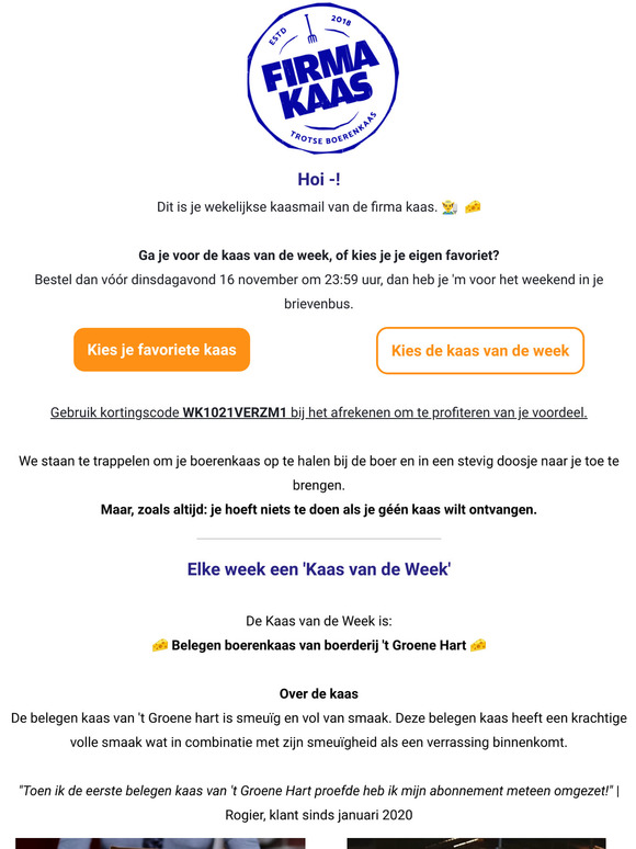 Dit is je kaas-alarm  De Wekelijkse Kaasmail staat voor je klaar