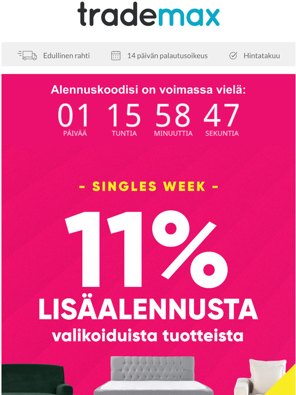 Kello tikitt... alennuskoodisi haihtuu pian savuna ilmaan! 