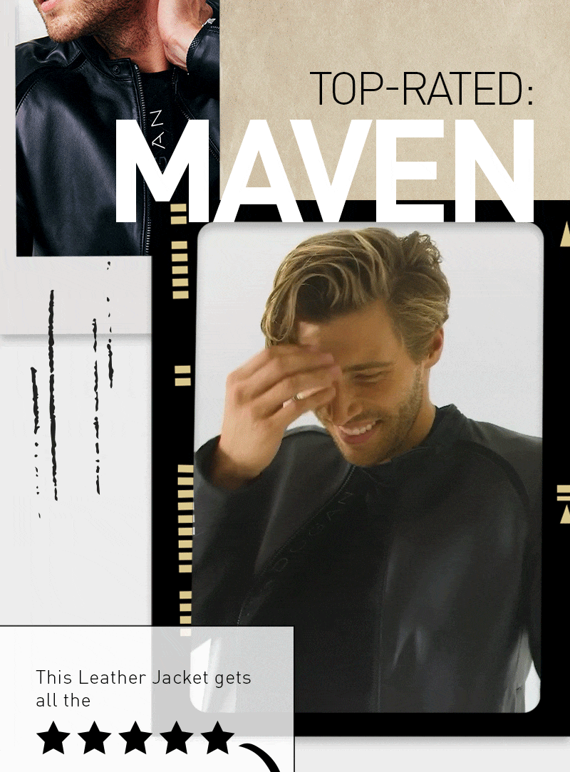 TOP-RATED MAVEN. This Leather Jacket gets all the Stars