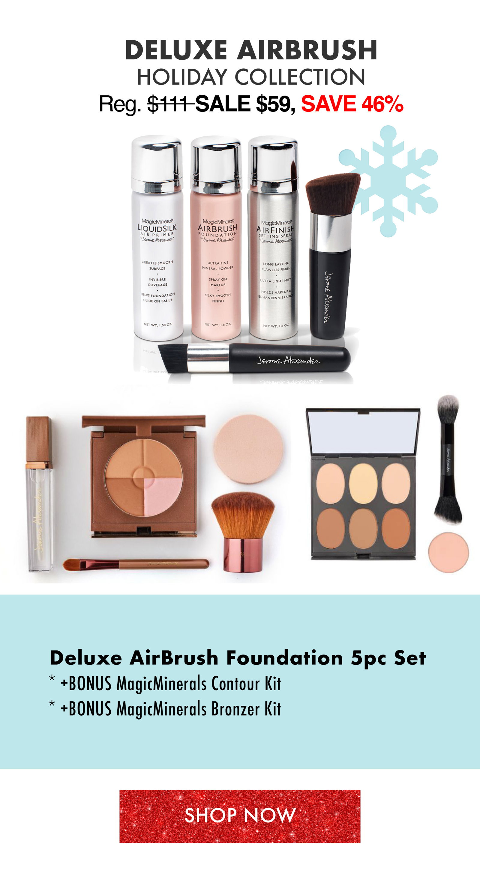 Jerome Alexander Deluxe AirBrush Foundation 5-Piece Kit 