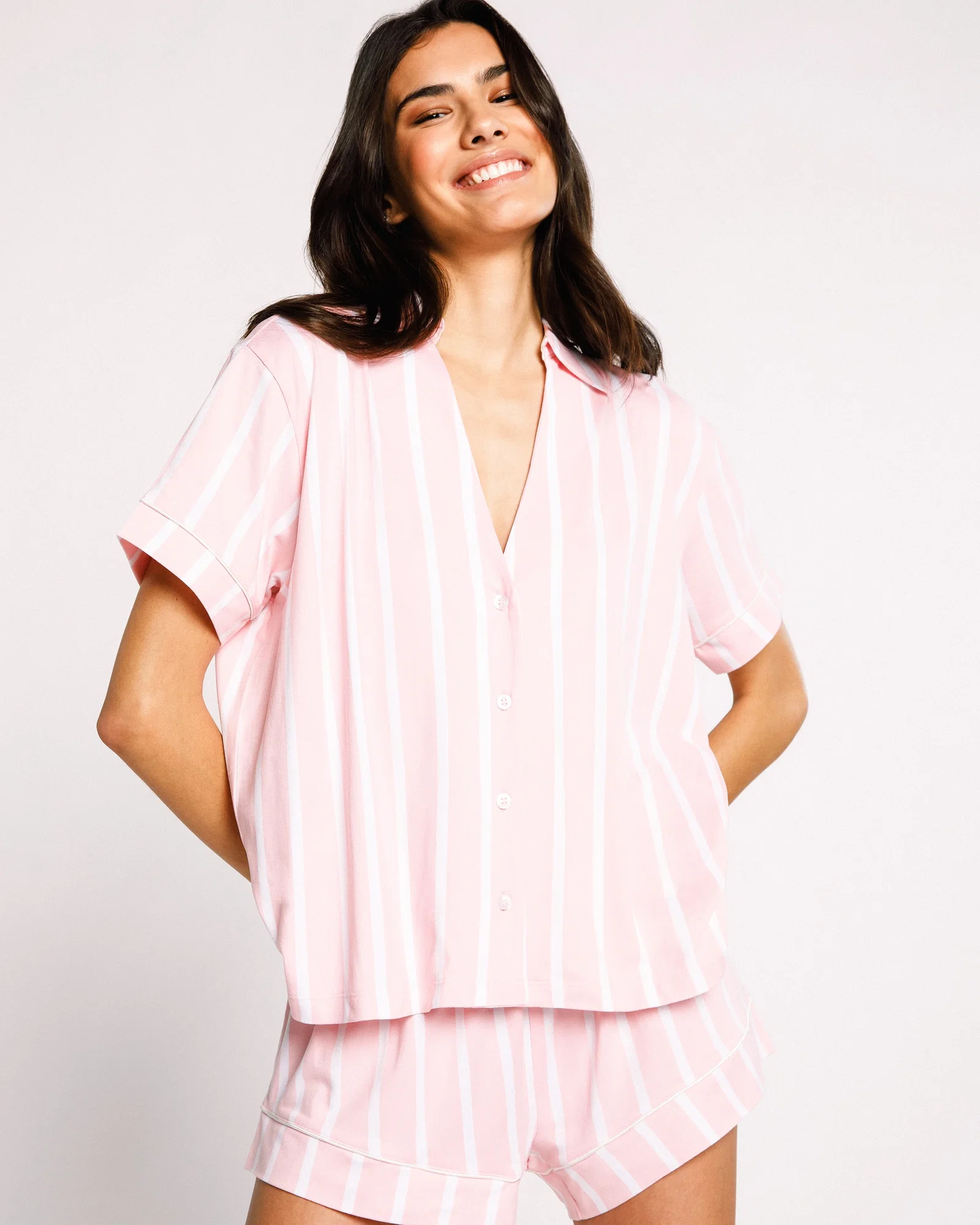 Image of Candy Striped Eco Classic Short Pyjama Set