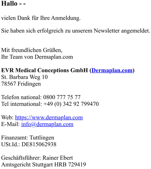 Anmeldung am Newsletter
