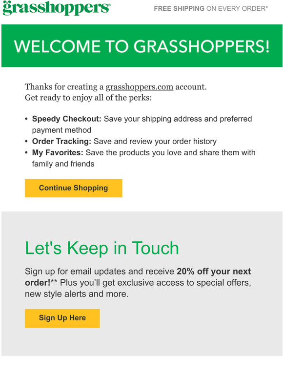 Thanks for Signing Up with Grasshoppers