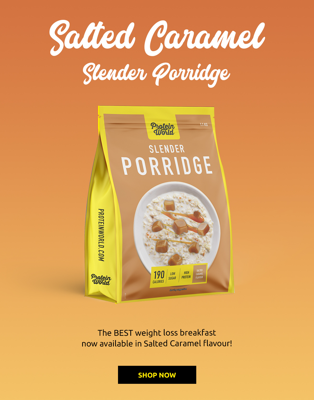Protein World NEW Salted Caramel Slender Porridge Milled