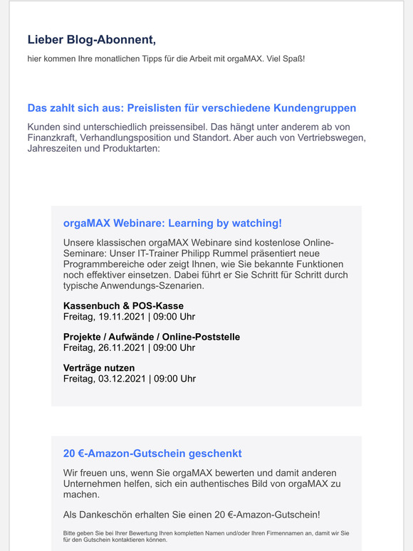 Das zahlt sich aus: Preislisten fr verschiedene Kundengruppen