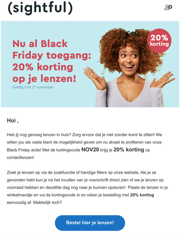 Alvast profiteren van Black Friday? 20% korting op je lenzen!