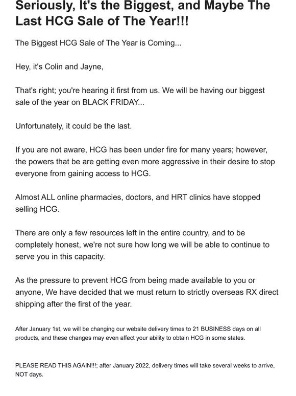 The Biggest HCG Sale of The Year is Coming...