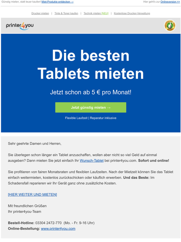 Miete Dein Tablet  Schon ab 5 pro Monat!