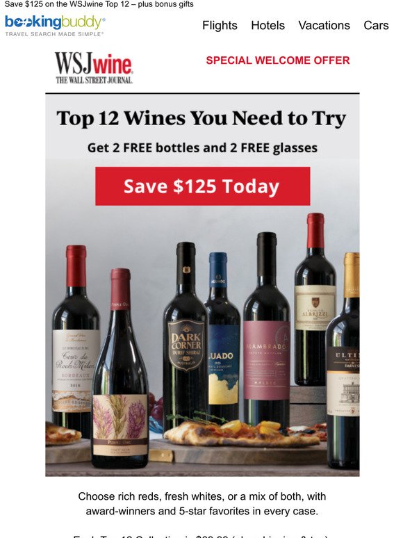Uncork 12 world-class wines + special bonus gifts for $69.99
