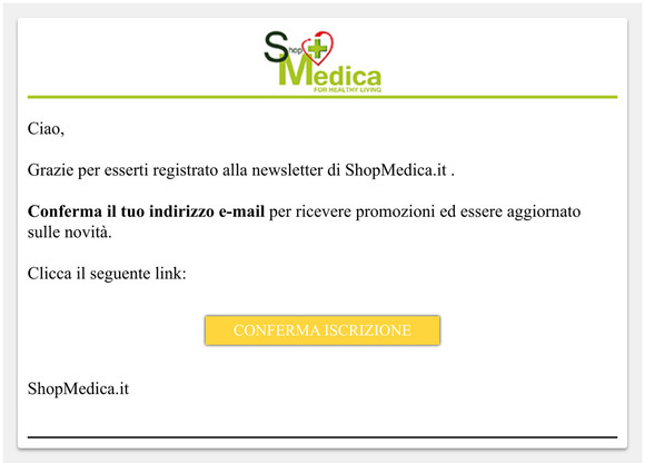 Conferma la tua registrazione ShopMedica.it
